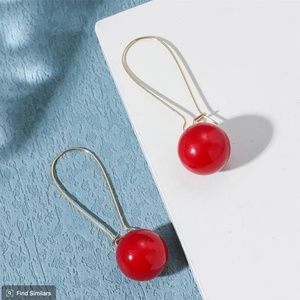 Red Round Drop Earrings